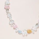 Multi Beryl, Aquamarine and Morganite Bead Necklace with Gold Plated Clasp 16.5"