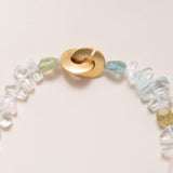 Multi Beryl, Aquamarine and Morganite Bead Necklace with Gold Plated Clasp 16.5"