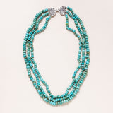 Multiple Strand Mexican Turquoise Necklace with Silver Clasp
