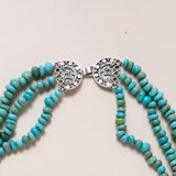 Multiple Strand Mexican Turquoise Necklace with Silver Clasp