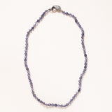 Hand Knotted Lolite Beads with Silver Pave Diamond Clasp Necklace