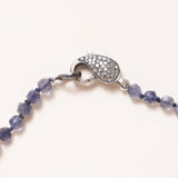 Hand Knotted Lolite Beads with Silver Pave Diamond Clasp Necklace