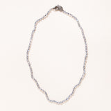 Hand Knotted Labradorite with Silver Pave Diamond Clasp Necklace