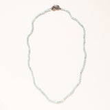 Hand Knotted Kyanite Square Beads with Silver & Diamond Pave Diamond Clap Necklace