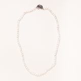 Hand Knotted Faceted Crystal Beads with Silver Pave Diamond Clasp Necklace