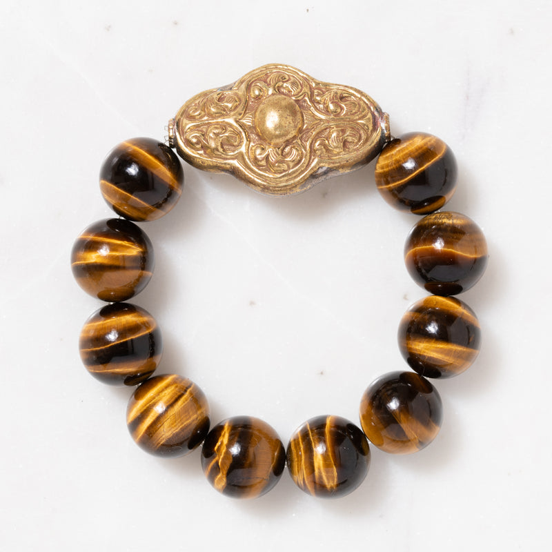 Tiger's Eye and Brass Bloom Bracelet