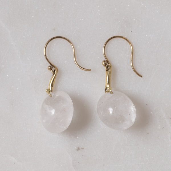 Hand Cut Rock Crystal Berry Earrings