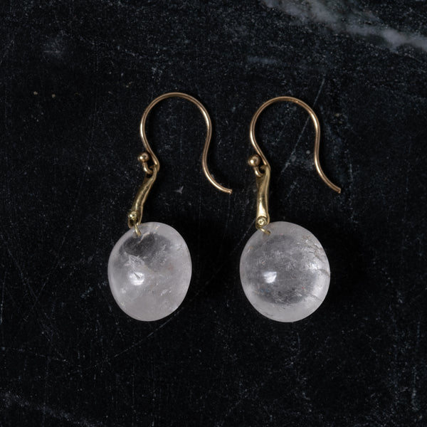 Hand Cut Rock Crystal Berry Earrings