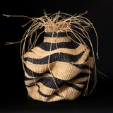 Black Striped Frayed Basket
