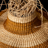 Tan Striped Frayed Basket