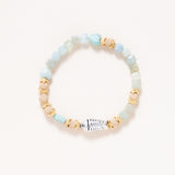 Aquamarine, Amazonite, Gold plated Beads with Hill Tribe Silver Fish
