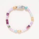 Aquamarine, Amazonite, Kunzite, Ruby, Gold plated Beads with Hill Tribe Silver Fish