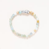 Aquamarine, Amazonite, Gold plated Beads with Hill Tribe Silver Fish