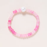 Rose Colored Dyed Crystal Beads with Precious Pearl