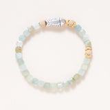 Aquamarine, Gold plated Beads with Hill Tribe Silver Fish