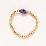 African Brass Beads with Chevron Amethyst Bead