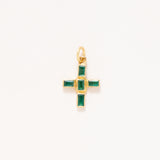 Colombian Emerald Baguette Cross Set In 22K Gold