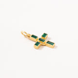 Colombian Emerald Baguette Cross Set In 22K Gold
