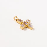 Pink Morganite Cross Set In 22K Gold with Chunky Bale