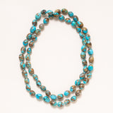 Kingman Turquoise with Copper inclusions hand knotted Bead Necklace