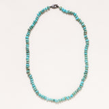Kingman Turquoise with Copper inclusions hand knotted Bead Necklace