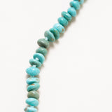 Mexican Organic Shaped Turquoise hand knotted Necklace with Silver and Diamond Pave Clasp
