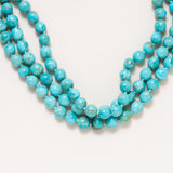 Kingman Turquoise 3-Strand hand knotted necklace with Indian Silver Clasp