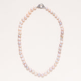 Freshwater Pearl Necklace with Silver and Diamond pave Clasp