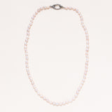 Freshwater Pearl Necklace with oxidized silver and Diamond Clasp