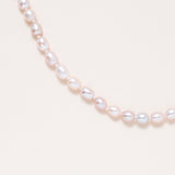 Freshwater Pearl Necklace with oxidized silver and Diamond Clasp