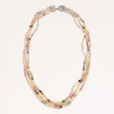 Natural Brown Zircon 3 Strand Necklace with Indian Silver Clasp