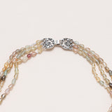 Natural Brown Zircon 3 Strand Necklace with Indian Silver Clasp