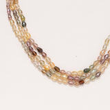 Natural Brown Zircon 3 Strand Necklace with Indian Silver Clasp
