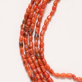 Natural Italian Coral Necklace, 5 Strands with Silver Indian Clasp