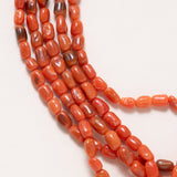 Natural Italian Coral Necklace, 5 Strands with Silver Indian Clasp