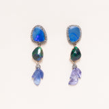 Australian Opal, Black Opal and Carved Tanzanite Earrings