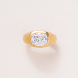22K Gold Cushion Shaped Ring 3.12 Carat Lab Diamond