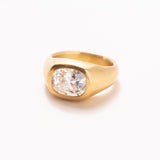 22K Gold Cushion Shaped Ring 3.12 Carat Lab Diamond