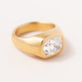 22K Gold Cushion Shaped Ring 3.12 Carat Lab Diamond