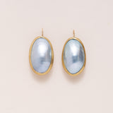 Very Large Oval Mother of Pearl Earrings in 22K Gold