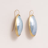 Very Large Oval Mother of Pearl Earrings in 22K Gold
