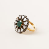 Emerald & Diamond Flower Ring