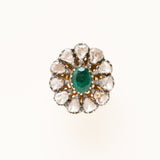 Emerald & Diamond Flower Ring