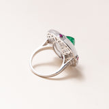 Crystal & Emerald Ring