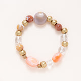 African Brass, Carnelian, Crystal & Geode Bracelet