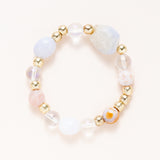 African Brass, Blue Chalcedony, Crystal & Geode Bracelet