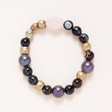 African Brass, Geode, Precious Pearls & Geode Bracelet