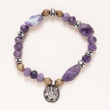 African Brass, Amethystine Tibetan Silver with Silver Durga Pendant