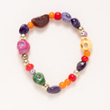 African Brass, African Glass, Jasper & Multi Colored Skulls Bracelet