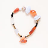 Blue Chalcedony, Carnelian & African Glass Bracelet